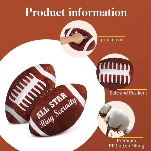 Vista 3 de Deekin 2 piezas de 12 pulgadas All Star Ring Bearer Football Plush Baby Football Stuffed Fluffy Toddler Thank You Regalo de boda para niños y niñas