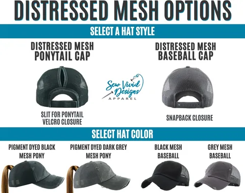 Vista 3 de Custom Hat, Distressed Baseball Cap or Ponytail Hat Personalized Text Hats Your Text Embroidered Ball Cap Customize Your Own Cap, Adjustable