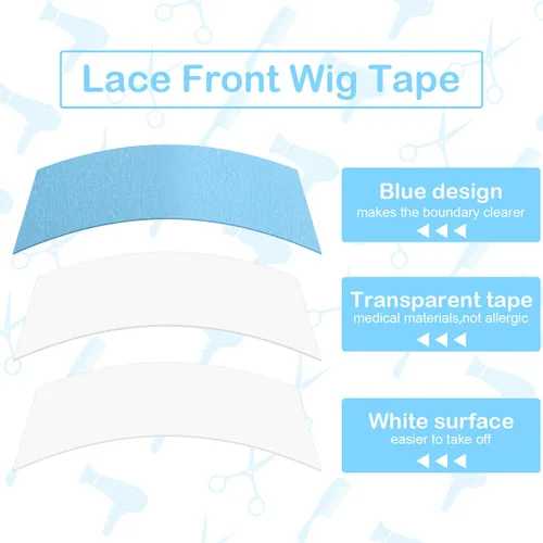Vista 4 de 48 piezas de encaje frontal cinta de encaje frontal peluca cinta adhesiva de doble cara impermeable pelucas de encaje cinta en forma de C