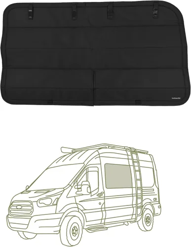 Vista 23 de Cubierta opaca aislante para ventana diseñada para Ford Transit alto/medio, borde de plástico completo de 130 pulgadas de longitud, ventana trasera