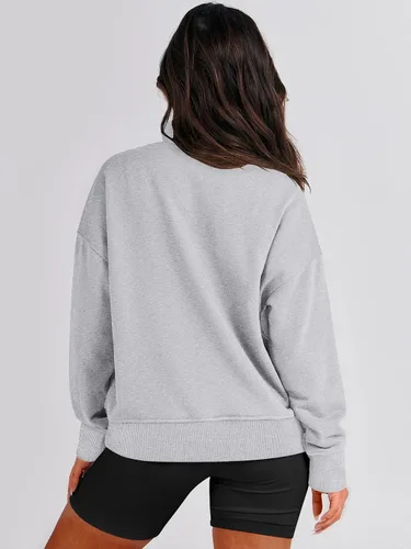 Vista 4 de ANRABESS Sudadera casual de manga larga para mujer, con botones, cuello en V, holgada, con bolsillos