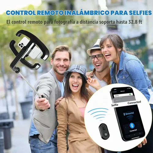 Vista 8 de Luz plegable para selfie con soporte, soporte extensible de 54 pulgadas para teléfono con luces LED regulables y control remoto, trípode de luz
