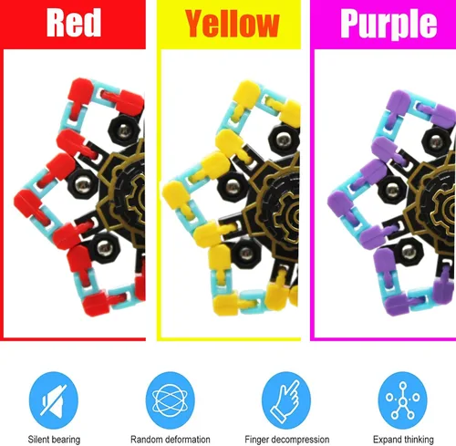 Vista 5 de 6 juguetes giratorios antiestrés, juguete luminoso transformable con cadena para niños y niñas, giroscopio con punta de los dedos, regalos