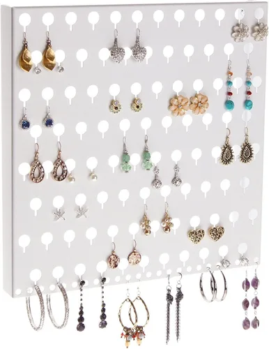 Vista 5 de Angelynn's Soporte organizador de aretes montado en la pared para mujeres pequeñas y medianas, aretes colgantes, estante colgante de almacenamiento