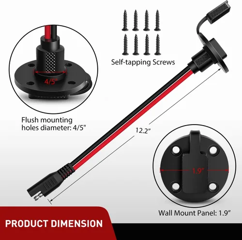 Vista 3 de Nilight Paquete de 2 conectores de enchufe de alimentación SAE de 12 AWG, puerto de pared lateral, conexión rápida, conector de montaje empotrado