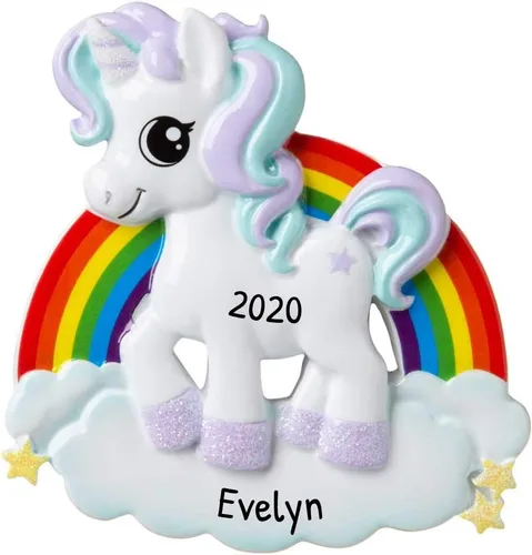 Vista 10 de Adornos de Navidad Personalizados de Carrusel 2025 - Adornos Personalizados de Carrusel de Navidad Adorno de Unicornio Personaje para Niñas Niña