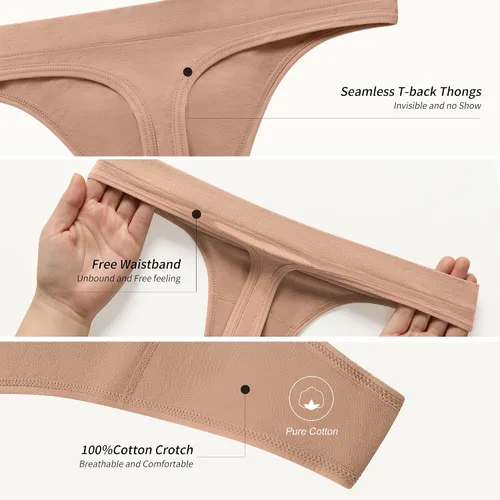 Vista 3 de DEANGELMON Tangas sin costuras para mujer, ropa interior cómoda de tiro bajo, no se ve, paquete múltiple elástico