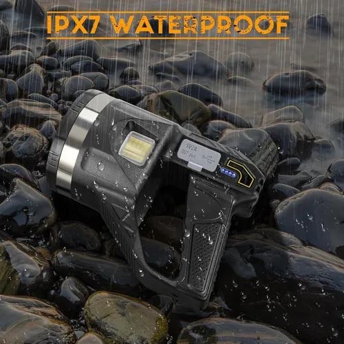Vista 7 de Reflector 1000000 Lúmenes, 6 Modos Linterna Reflector LED Súper Brillante Recargable con Luz COB, Trípode Ajustable, 15000mAh 18Hrs IPX7 Reflectores