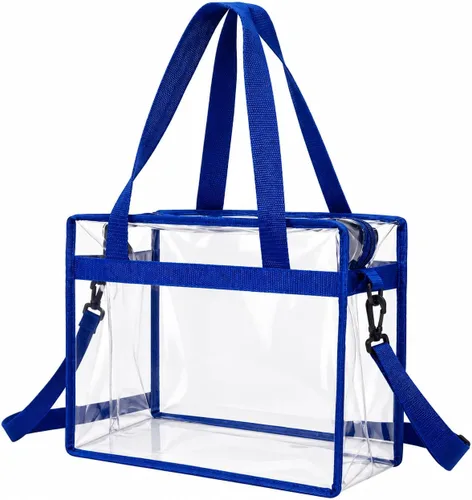 Vista 10 de Handy Laundry Bolsa transparente de 12 x 6 x 12 pulgadas, aprobada para estadios, con cierre superior y correas para el hombro, para trabajo Negro