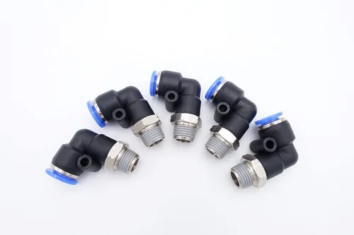 Vista 22 de Accesorio de Conexión por Empuje 1/2" Tubo OD x 1/2" Rosca Macho NPT, Codo Neumático Macho para Línea de Aire y Agua de 90 Grados con Giratorio