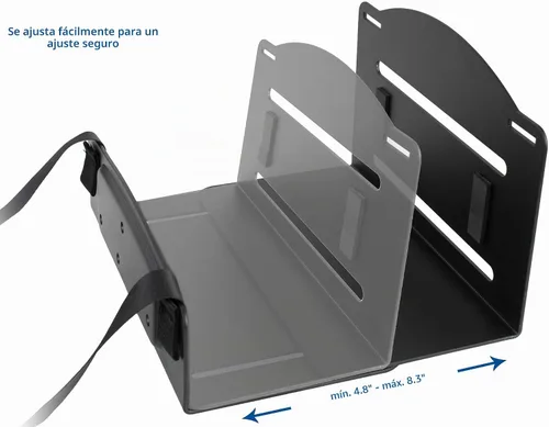 Vista 3 de VIVO Soporte de pared universal para PC, soporte de acero ajustable, caja de computadora, soporte de correa de CPU de marco abierto, negro