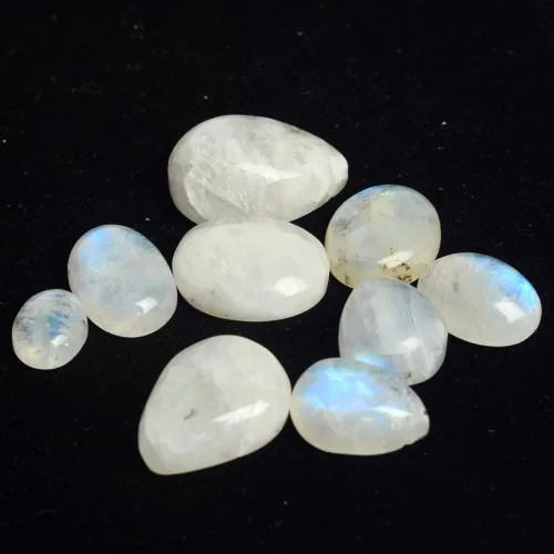 Vista 4 de GEMHUB Natural Mix Cabujón Multi-Fire Moonstones 100 Ct Lote de 9 piezas de piedras preciosas sueltas