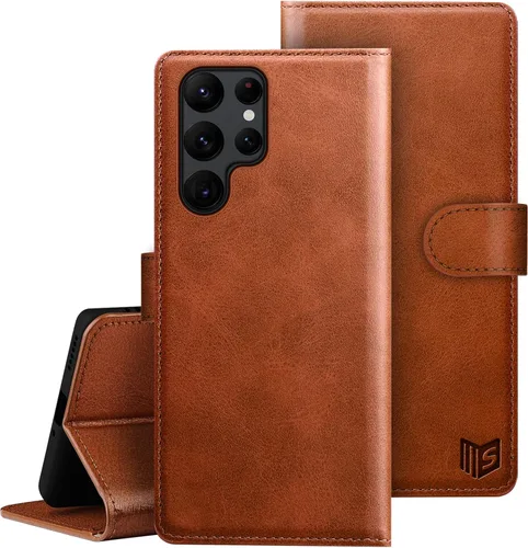 Vista 11 de SUANPOT Funda de piel tipo cartera para Samsung Galaxy S22 Ultra con bloqueo RFID, tarjetero para tarjetas de crédito, funda de teléfono con tapa