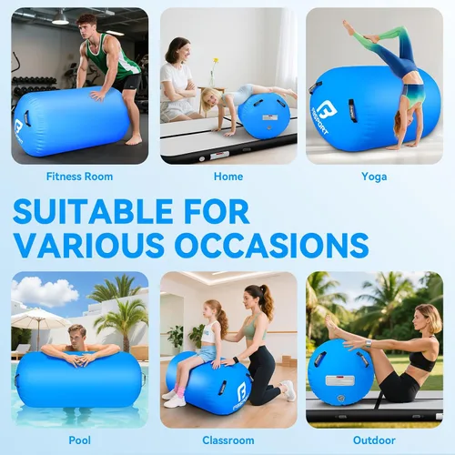 Vista 4 de FBSPORT Air Roller Gymnastics Barrel, Inflatable Gymnastics Air Roller Inflatable Air Gymnastics Mat for Yoga Cheerleading Training Home Outdoor