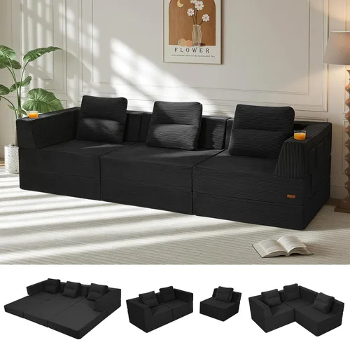 Vista 41 de COMAX Sofá cama futón, sofá cama convertible 4 en 1, sofás deshuesados para sala de estar, sofá biplaza plegable pequeño plegable que ahorra Gris