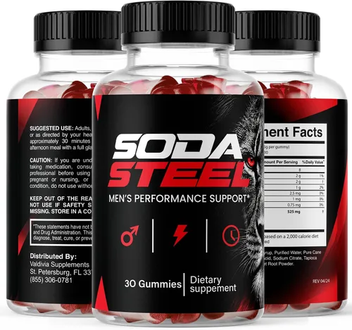 Vista 8 de Soda Steel Gomitas de fórmula premium, suplemento masculino, 1 paquete