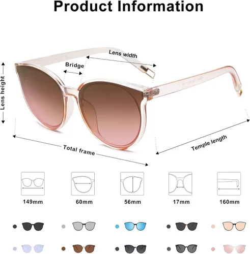 Vista 5 de SOJOS Gafas de sol redondas de moda para mujeres y hombres sombras vintage de gran tamaño SJ2057
