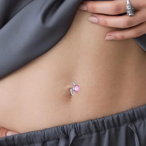 Vista 7 de FLYUN Belly Button Ring with Easy-to-wear Hook, 14G10MM Hypoallergenic Sterling Silver Belly Ring, Belly Piercing Ring, Navel Piercing Jewelry