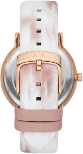 Vista 3 de Armani Exchange - Reloj de cuarzo de acero inoxidable con correa de cuero para mujer