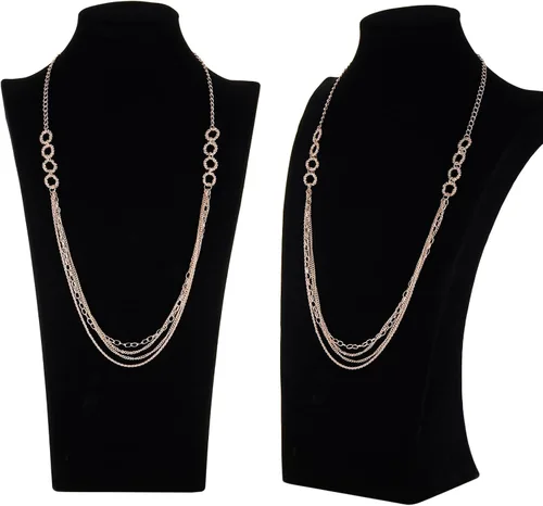 Vista 7 de Noessla Collares largos en capas para mujer, collar con cuentas de cristal, cadena de plata con caja de regalo, joyería