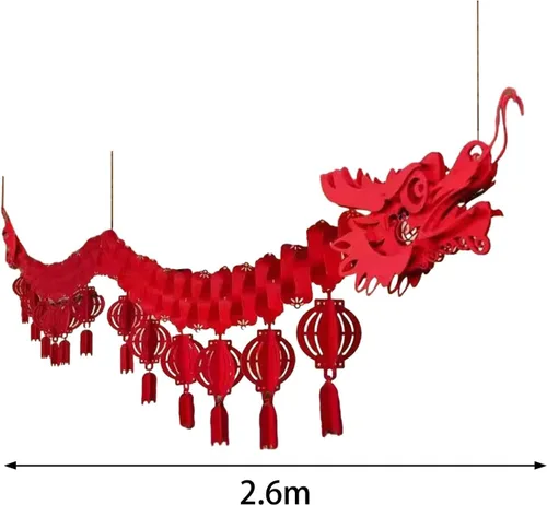 Vista 2 de Esquirla Decoraciones de techo de dragón de año nuevo, dragón de papel colgante, 2.6M, estilo A
