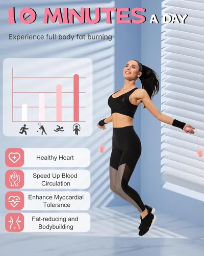 Vista 4 de Cuerda de saltar inalámbrica con contador para fitness, cuerda de saltar inteligente ajustable para hombres, mujeres, niños, boxeo de velocidad al