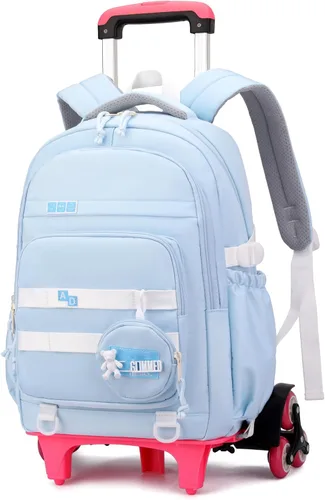 Vista 14 de Mochila con ruedas para niñas, mochila con ruedas para niños, mochila escolar con ruedas 2 ruedas - negro