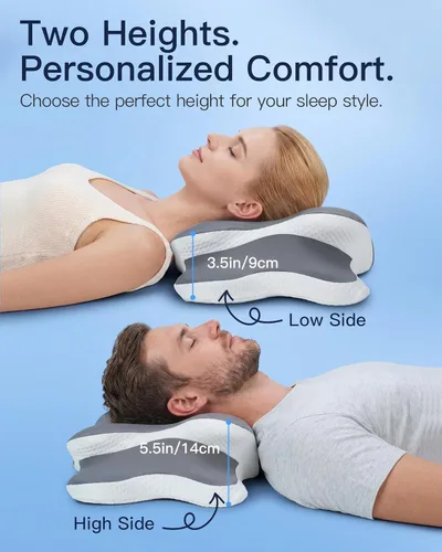 Vista 5 de Almohada cervical ergonómica para aliviar el dolor de cuello Gris
