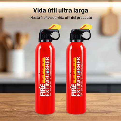 Vista 5 de Extintor de Incendios para el Hogar - Paquete de 2 Extintores de Incendios para Automóvil con Soporte de Pared, Extintor de Incendios Pequeño A B C