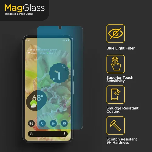 Vista 2 de magglass Protector de pantalla para Pixel 8 Pro (2023), compatible con sensor de huellas dactilares, vidrio templado compatible con fundas, claridad