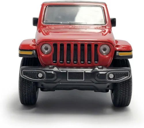 Vista 8 de Wrangler Sahara - Vehículo de juguete fundido a presión a presión de 4 puertas, vehículos de metal a escala 1/32, vehículos de metal fundido a Rojo