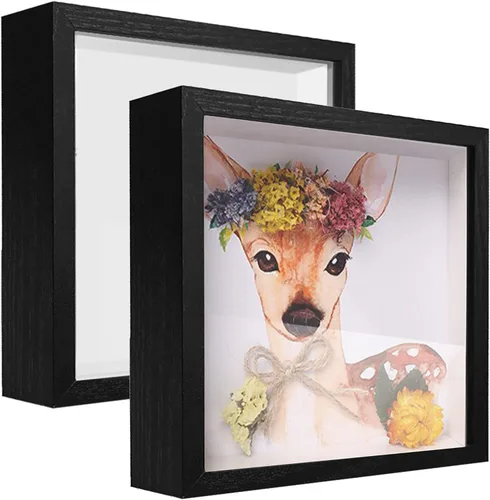 Vista 7 de Marco expositor 4x6 tipo shadow box, de madera con plexiglás, caja expositora para objetos de interés, medallas, manualidades, entradas y fotos