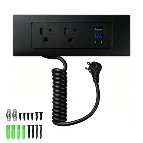 Vista 9 de Kit de salida en cajón: dos salidas de CA de 15 amperios y puertos USB Negro