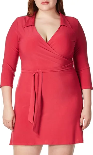 Vista 3 de Star Vixen Vestido cruzado de imitación de manga 34 con cuello para mujer