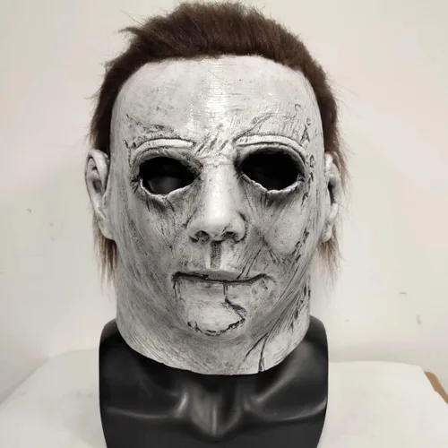 Vista 5 de Máscaras de Michael Myers 2022 para Halloween disfraz de cosplay de terror accesorios de látex color gris