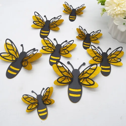 Vista 8 de PartyKindom Calcomanías de pared con temática de abejas para niños, calcomanías de pared para dormitorio extraíbles