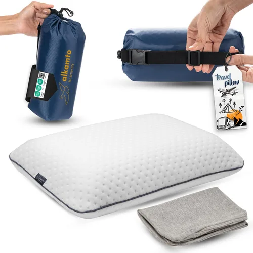 Vista 14 de alkamto Almohada de espuma viscoelástica de 27.5 x 18 pulgadas, almohada ergonómica de apoyo para el cuello, certificada Oeko-Tex, funda