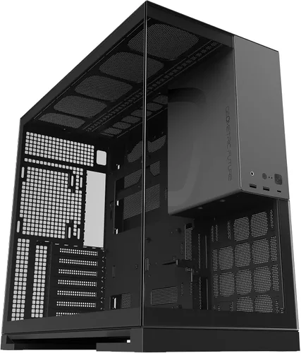 Vista 13 de Geometric Future M5 de vidrio templado semitorre, chasis de juego E-ATX/ATX, acero de 1.2mm, Tipo C, paneles sin herramientas, soporte para radiador