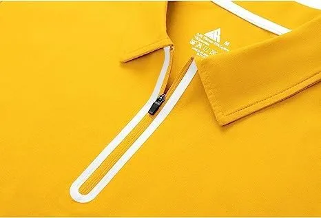 Vista 4 de Polo de golf con cremallera para hombre, manga corta, absorbe la humedad, informal, con cremallera de un cuarto