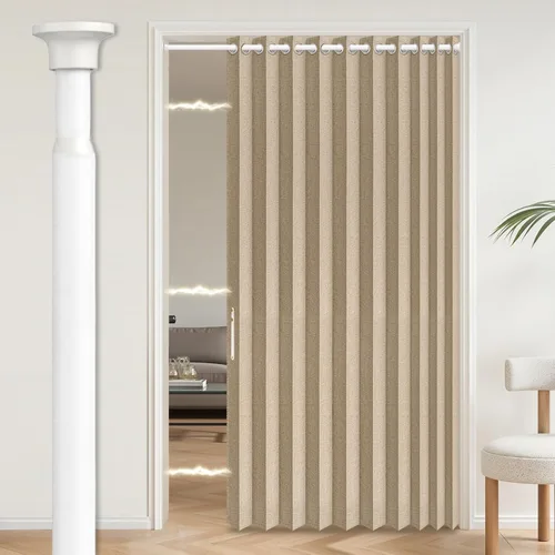Vista 54 de AJAZZ Cortina de puerta magnética 100% opaca de acordeón para armario, cortina invisible para puerta interior de dormitorio, sala de estar, pasillo