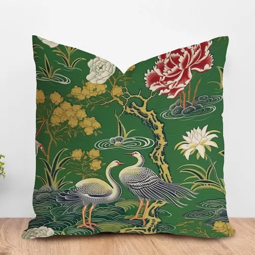 Vista 13 de ArogGeld Funda de cojín decorativa de flor de loto azul y verde pavo real, diseño botánico floral azul de loto azul, estilo asiático, chinoiserie