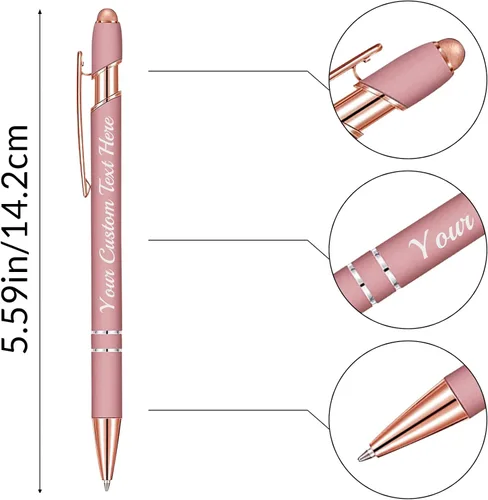 Vista 3 de Hasta 300 bolígrafos personalizados con nombre grabado gratis, lápiz capacitivo, logotipo, regalo de texto para hombres y mujeres, tinta negra