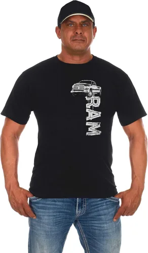 Vista 2 de JH Design Dodge Ram Logo Camiseta de manga corta para hombre, color negro