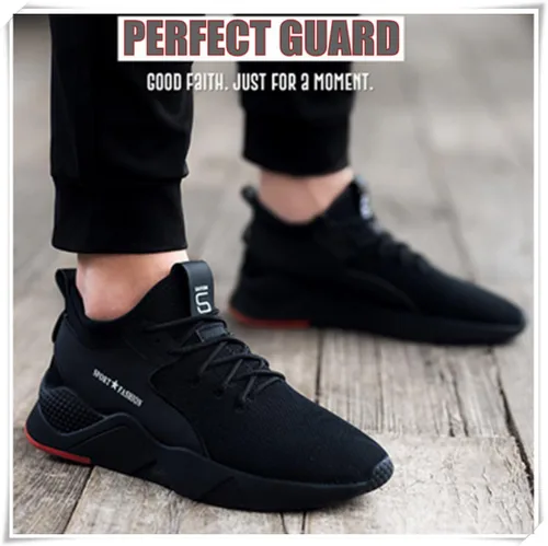 Vista 6 de Zapatos de seguridad con punta de acero para hombres y mujeres, zapatillas de trabajo transpirables, ligeras, zapatos industriales y de construcción