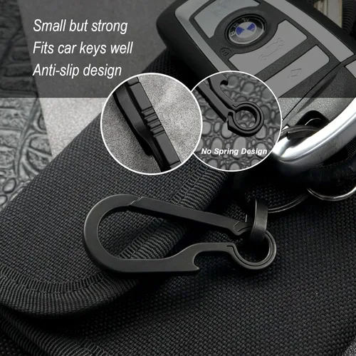 Vista 4 de Small Titanium Keychain Clip with Titanium Key Ring, Key Chain Clip Key Holder