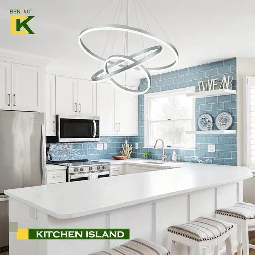 Vista 81 de Benkut Lámpara de Araña de Anillo LED Moderna Negra para Comedor, Lámpara de Araña de Techo Circular Empotrada Regulable con Control Remoto