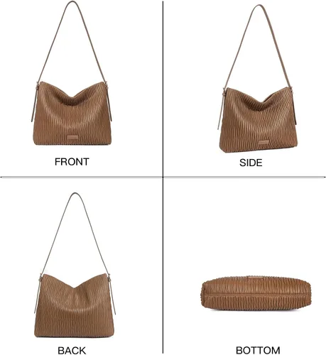 Vista 4 de Telena Bolsos Hobo de cuero para mujer, bolsos cruzados grandes para mujer, a la moda, con correa ajustable