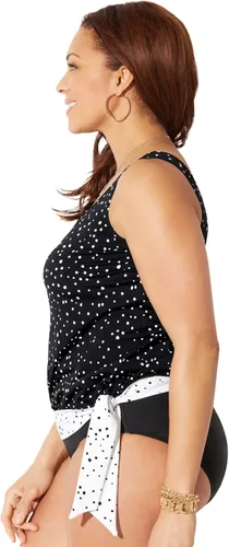 Vista 3 de Swimsuits For All Blusa tipo tankini con lazo lateral para mujer