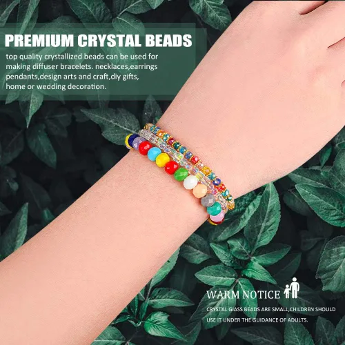Vista 7 de Cuentas redondas de vidrio de 0.157 in para hacer joyas, color AB, 1500 cuentas espaciadoras de cristal para pulseras, collares, accesorios Cuentas