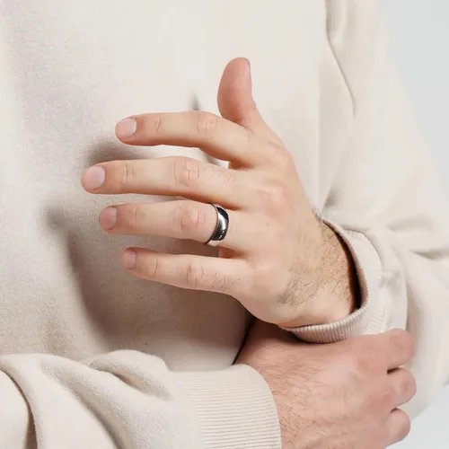 Vista 3 de RIOSO 16 anillos de acero inoxidable para hombre, anillo de plata fría para mujeres y hombres, juego de anillos de compromiso de boda simples